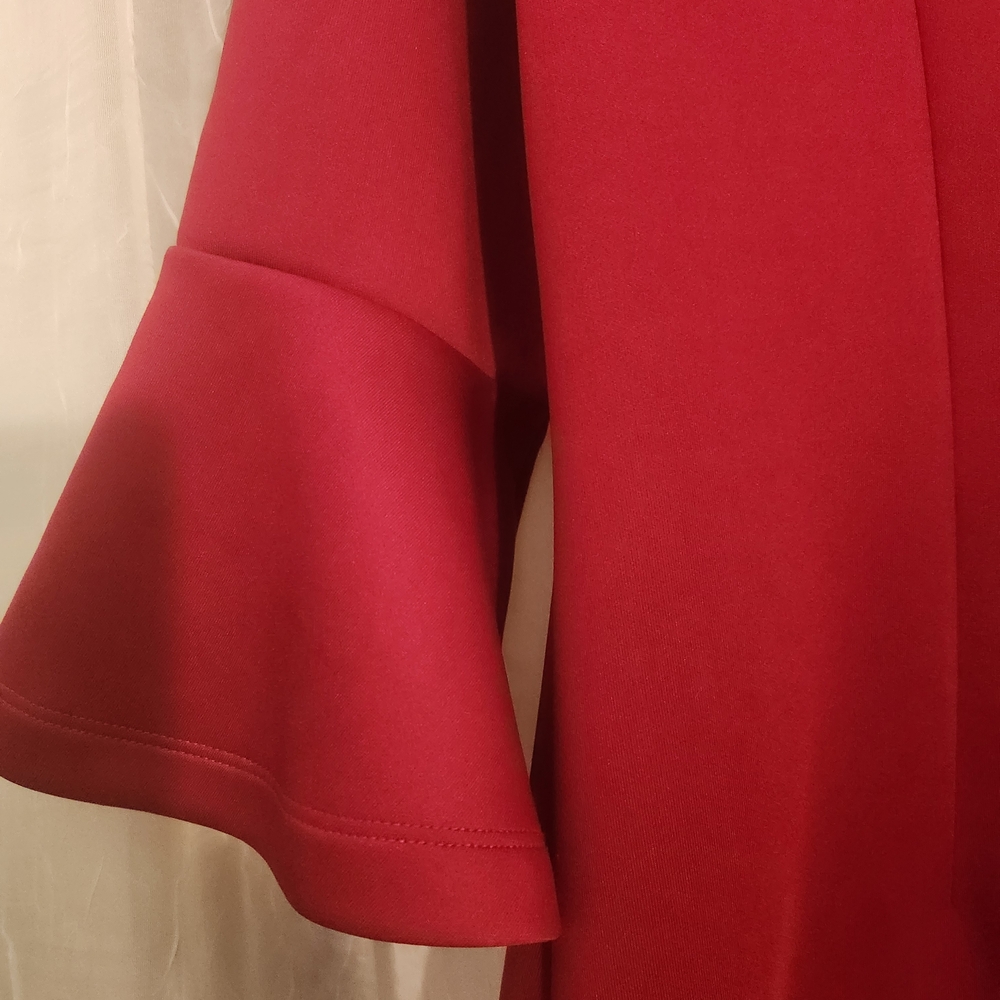New York & Co. Women's Burgundy Red 3/4 Flare Sleeve Dress Stylish, Size XL EUC - Picture 4 of 10